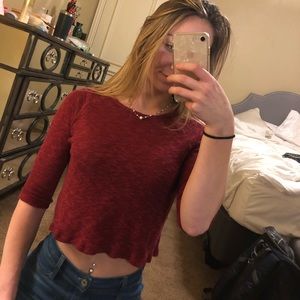 Forever 21 deep red cropped sweater top